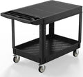 Utility Cart on Wheels, Heavy Duty Large Flat Top Rolling Service Cart by WanmwillToolOrganizer