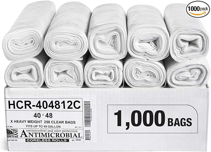 Aluf Plastics High Density Trash Bags, 45 Gallon, 12 Micron, by AlufPlastics