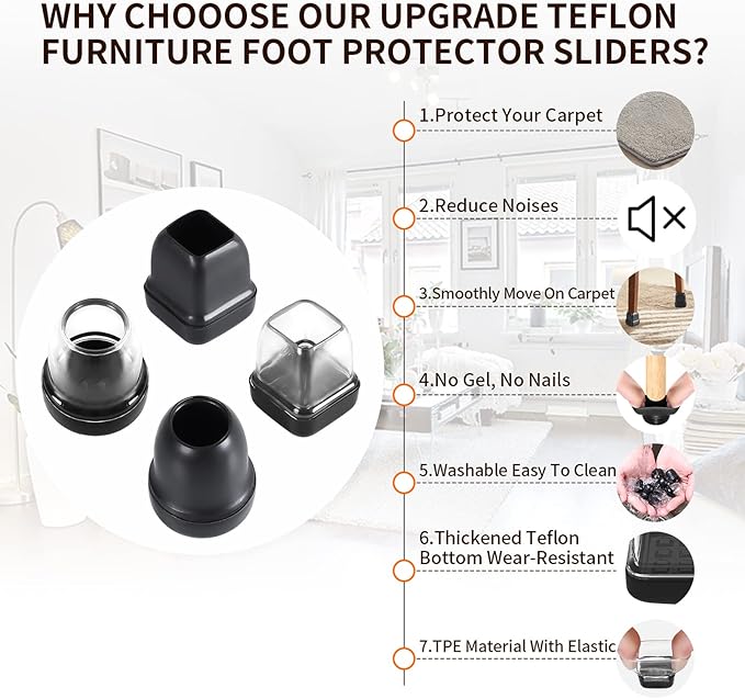 Ezprotekt 24 Pcs Chair Leg Sliders - Image 4
