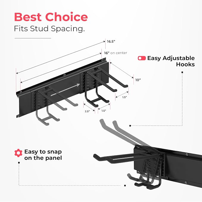 Garage Wall Organizer | 48" Heavy-Duty Tool Storage Rack | Adjustable - Image 3