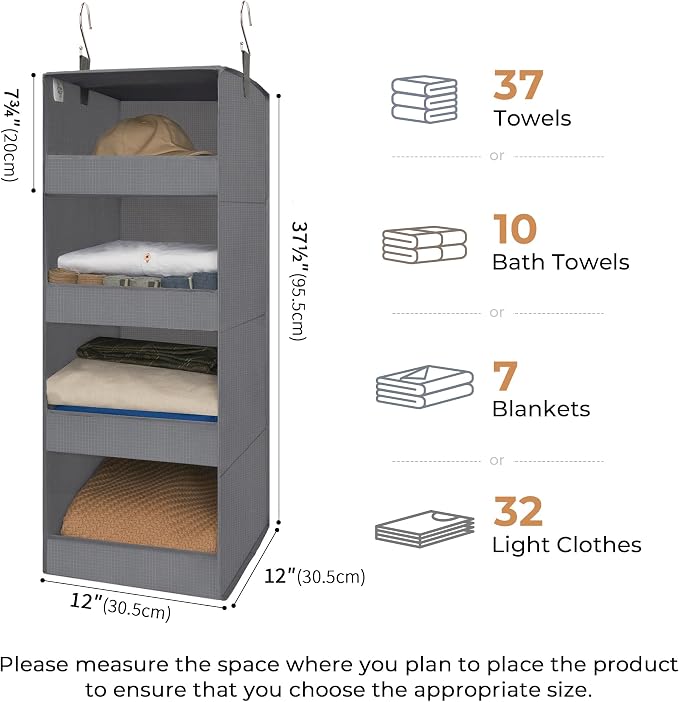 GRANNY SAYS 4-Shelf Hanging Organizer, Closet Hanging Shelves, Closet Hanging - Image 3