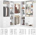 Corner Closet System with 5 Drawers, Closet Organizer System with 15+Shelvess & by Besiost