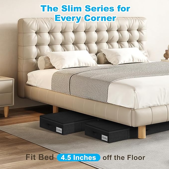 Under Bed Storage Container Bin 4 Pack, 4.5 Inch Slim Low Profile Underbed - Image 2