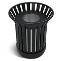 17Gallon Round Large Outdoor Trash Can, Heavy Duty Metal Slatted Garbage Can by Gaonala