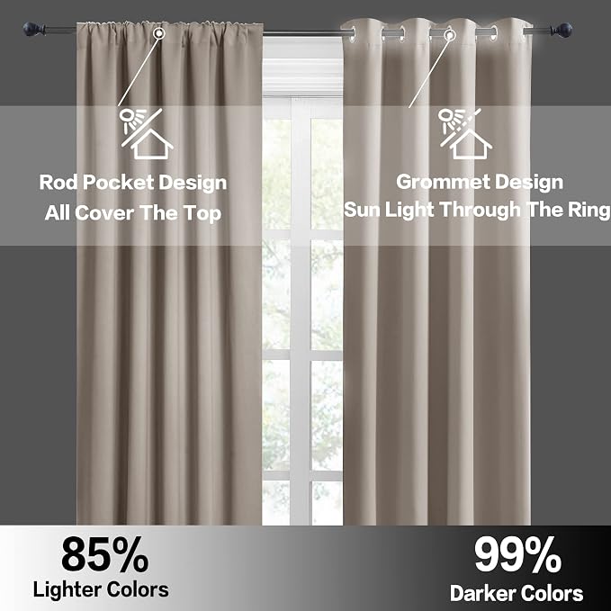 RYB HOME Small Curtains for Bathroom Windows, W 34 x L 36 inches, 2 Panels - Image 6