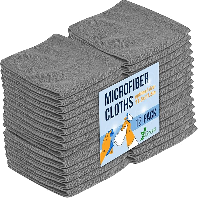 GREEN LIFESTYLE Chamois Cloth Microfiber Cleaning Cloth 12 Pack, Borderless by GreenLifeStyle