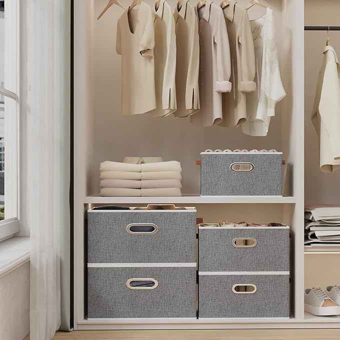 Yawinhe Fabric Storage Baskets, Foldable Closet Organizer - Image 4