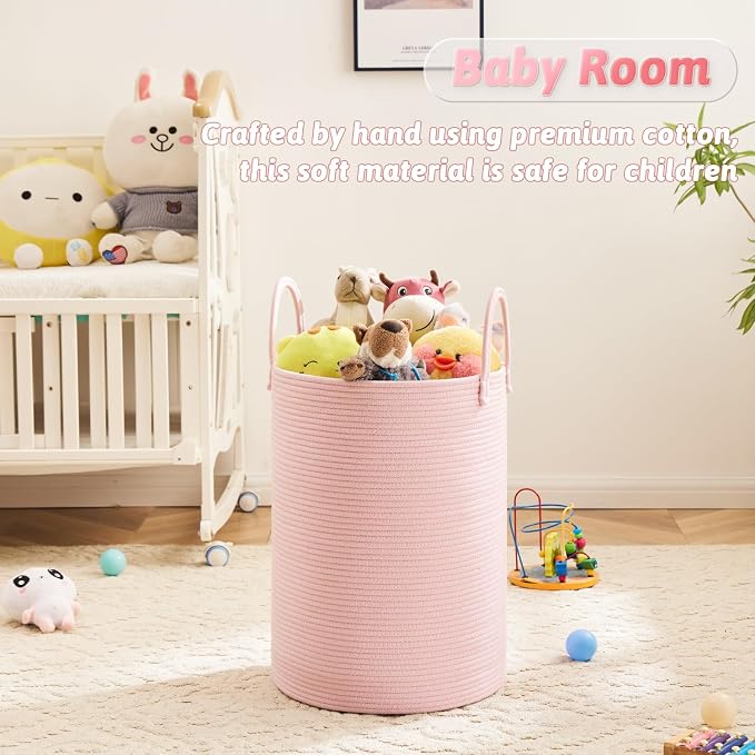 Laundry Basket, Woven Cotton Rope Laundry Hamper, 100L - Image 4