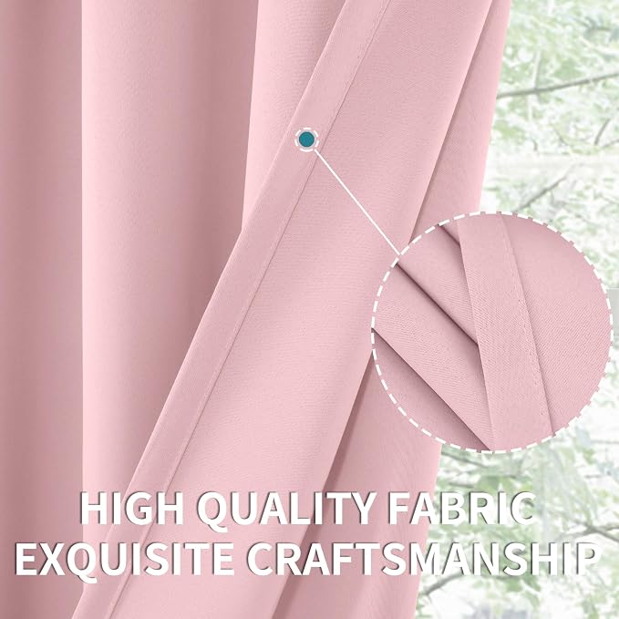 BGment Baby Pink Room Darkening Curtains - Image 3