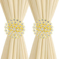 2 Pack Crystal Flower Curtain Tiebacks – Decorative Spring Wire Buckle Clips by Aimery