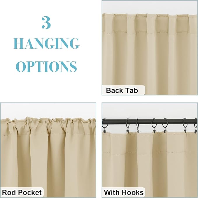RYB HOME Short Blackout Curtains 36 inches, Solid Heavy Duty Small Window - Image 6