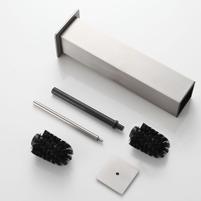 Brushed Nickel Toilet Brush and Holder, Toilet Bowl Brush - Image 6