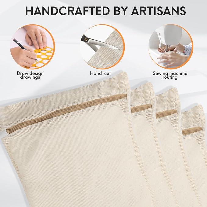 4-Piece Medium Durable Organic Cotton Mesh Laundry Bags - Image 3