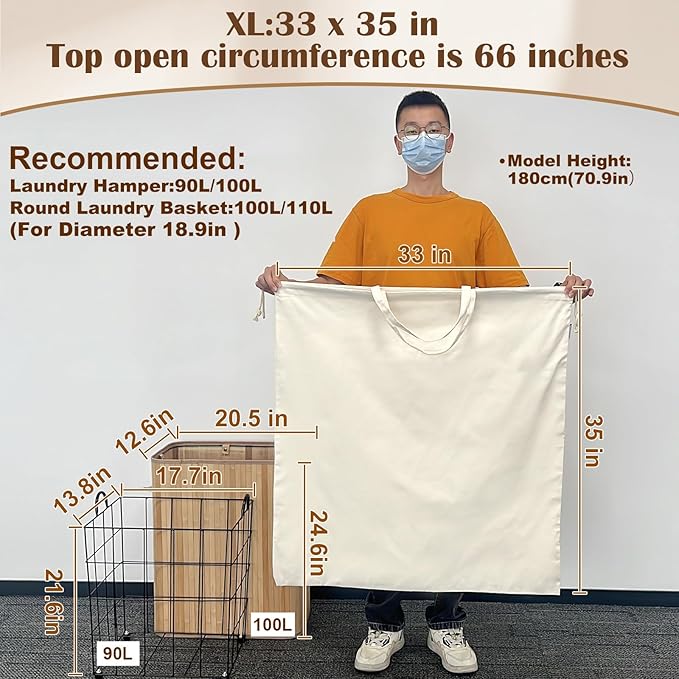 Canvas Laundry Bag 33"x 35", Thick Cotton Laundry Bag - Image 2