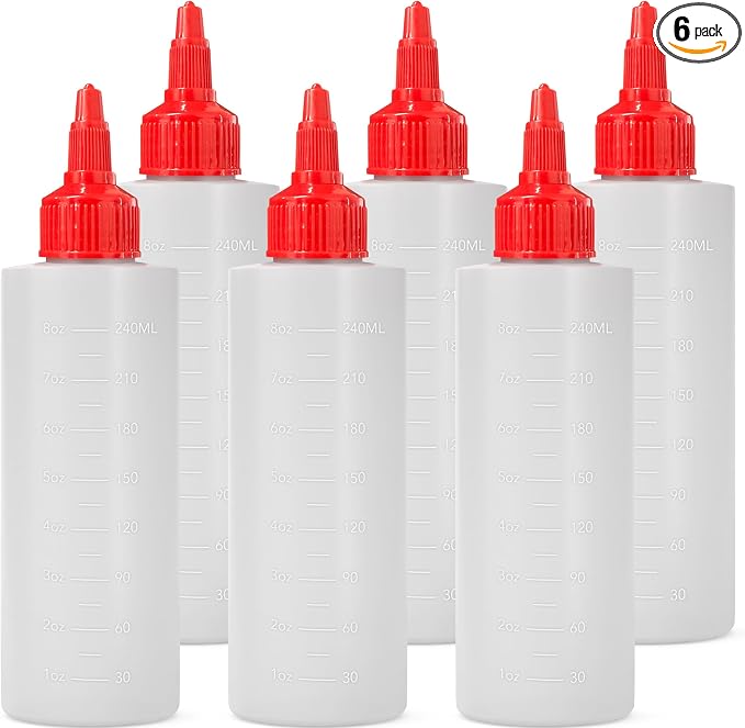 6-pack Plastic Squeeze Bottles for Sauces - 8oz Condiment Squeeze Bottles for by HomesteadChoice