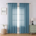 Chyhomenyc Stone Blue Sheer Curtains 84 Inch Length 2 Panels, Light Filtering by Chyhomenyc