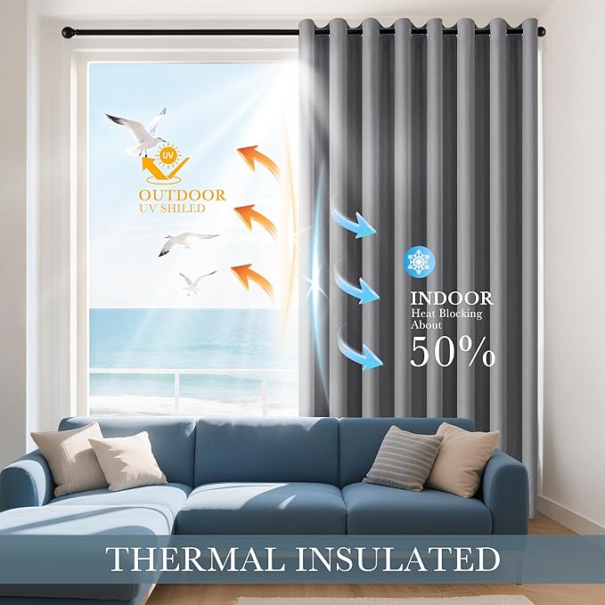 PONY DANCE Sliver Grey Blackout Curtains 42x60 Inches - Image 3