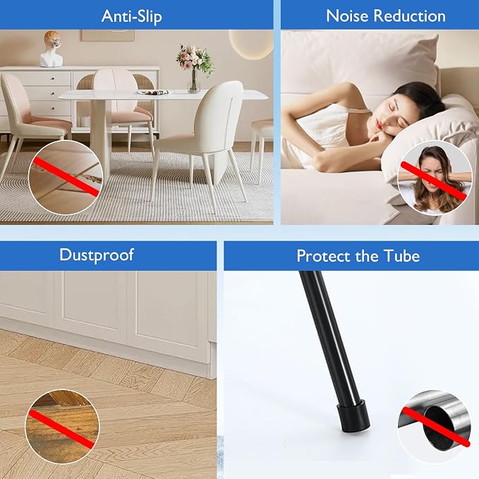 4 Pcs 1-1/2" Round Rubber Chair Leg Caps, PVC Table Leg Covers, Flexible & - Image 6
