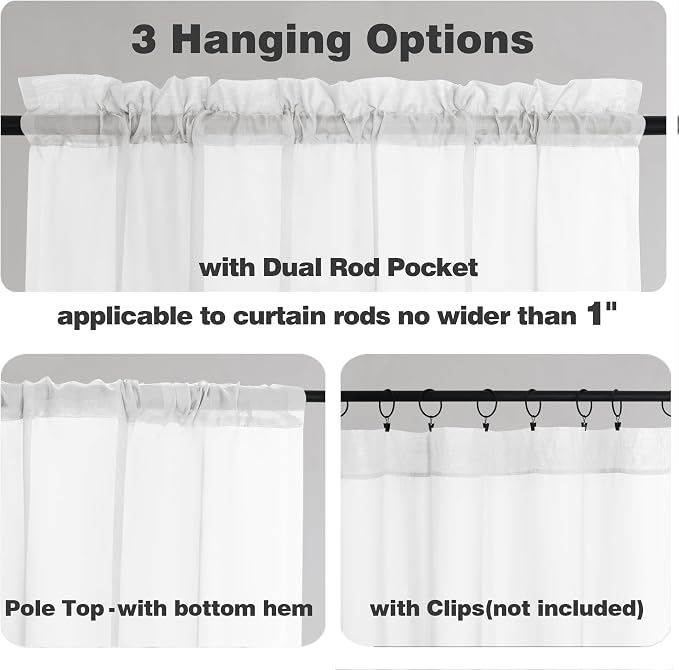 Chyhomenyc Extra Long White Sheer Curtains 144 inch 2 Panels Set, Translucent - Image 7