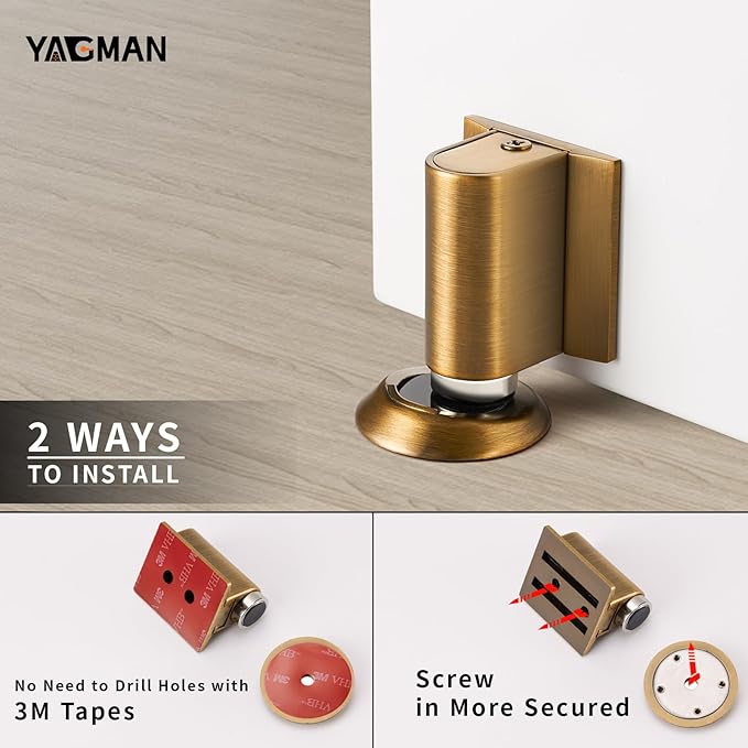 2 Pack Magnetic Door Stoppers Retractable Bottom of Door Holder No Drilling - Image 5