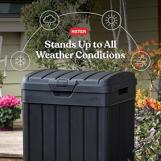Keter Baltimore Resin 38 Gallon Outdoor Kitchen Trash Can - Image 3