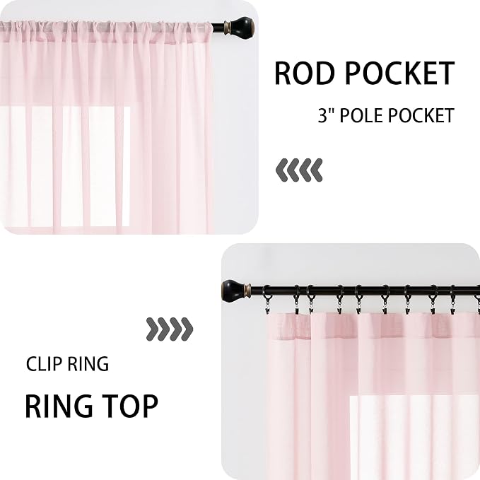 Tollpiz Sheer Door Curtains Closet Linen Textured Curtains Sheer Doorway Light - Image 5