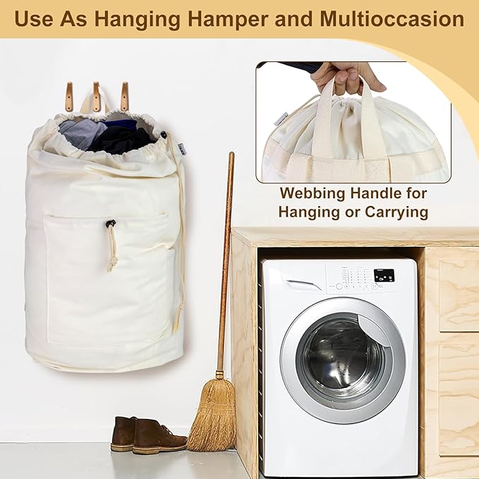 Laundry Bag Backpack, Canvas Laundry Bag - Image 3