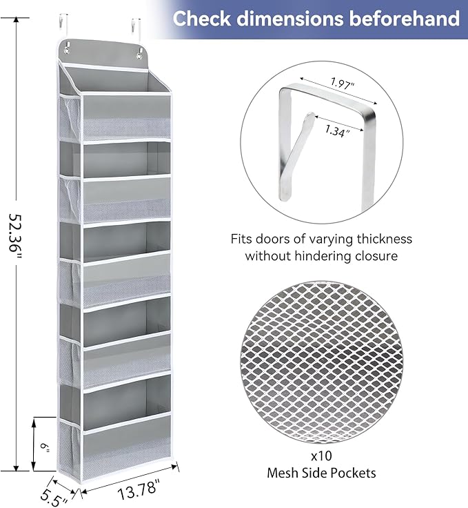 QINGUANG Over The Door Organizer, Hanging Organization And Storage, Behind Door - Image 3