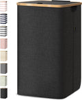 BALEINE Laundry Hamper with Lid, Tall Laundry Baskets with Bamboo Pull Handles by BALEINE