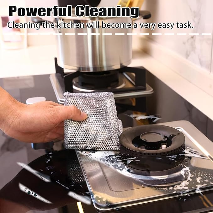 Navona 12Pack Steel Wire Dishcloth, Include 6Pack Triple-Layer Steel Wire - Image 3
