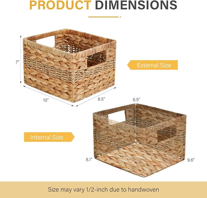 Water Hyacinth Wicker Basket, Decorative Woven Baskets - Image 2
