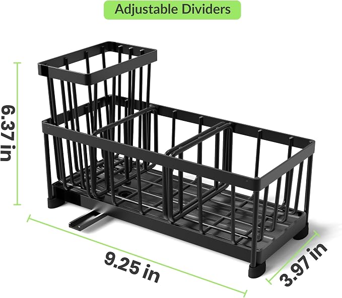 Black Sponge Holder for Kitchen Sink, Self-Draining Kitchen Sink Organizer - Image 7