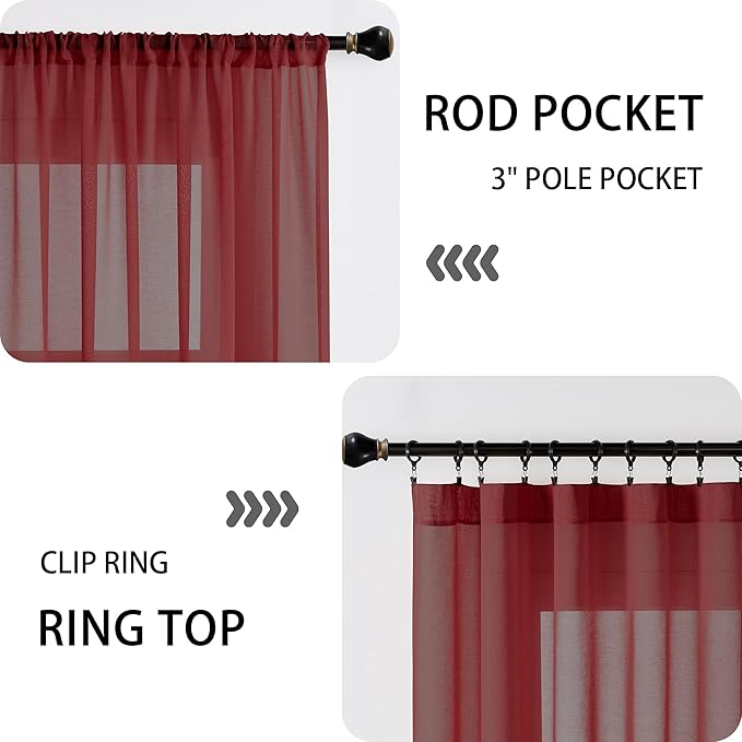 Tollpiz Short Sheer Door Curtain Closet Linen Textured Curtain Sheers Doorway - Image 5