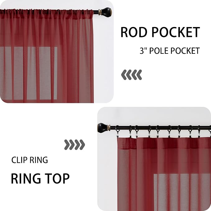 Tollpiz Small Sheer Door Curtain Closet Linen Textured Curtain Sheers Doorway - Image 5