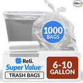 Reli. 6-10 Gallon Trash Bags | 1000 Bags | Clear | Bathroom | Strong | Garbage by Reli