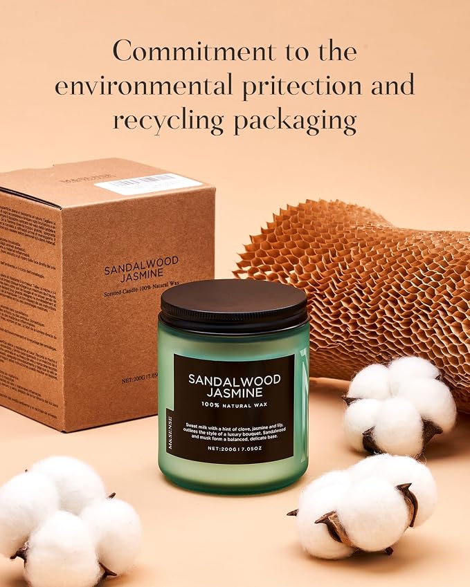 M&SENSE Sandalwood Jasmine Scented Candles, Natural Soy Wax Best Smelling - Image 8