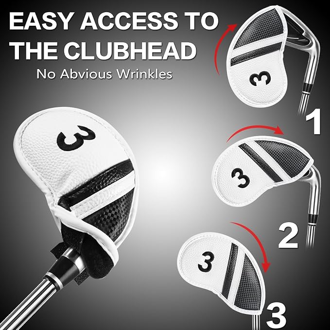 Amy Sport Golf Iron Head Covers Value 12 Pcs Set Thick Synthetic Leather - Image 4
