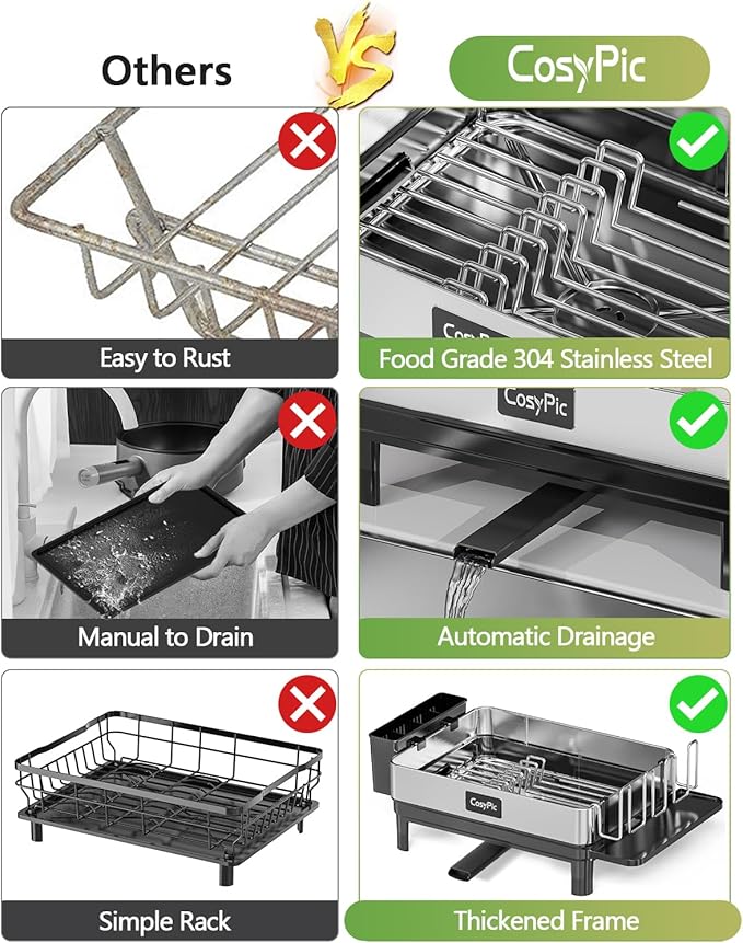 Dish Racks, Thicker Premium 304 Stainless Steel Dish Drying Rack - Image 3