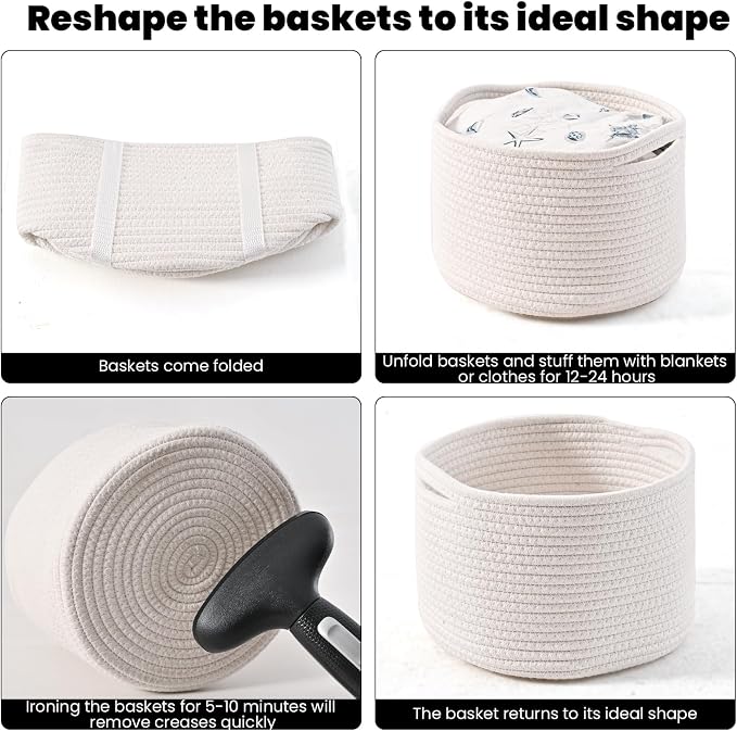 Small Storage Baskets for Organizing, Organizer Baskets for Shelves, Woven - Image 7