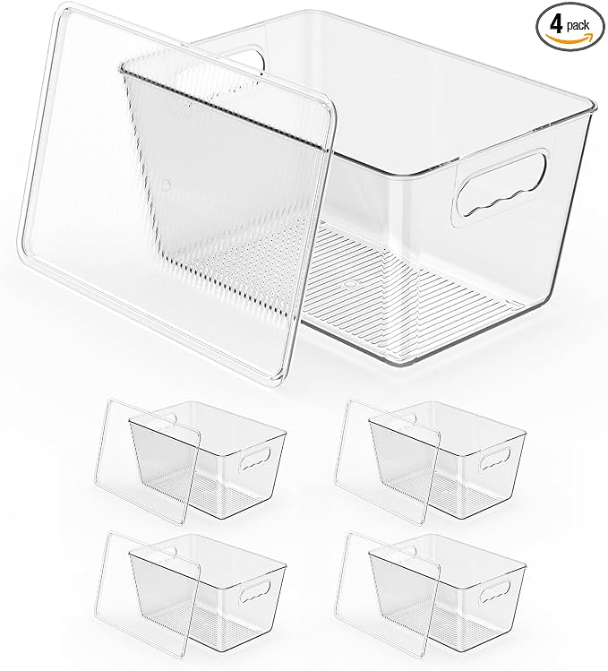 Clear Plastic Storage Bins, Pantry Organizers & Storage Containers, Cabinet by KJIXYUNG