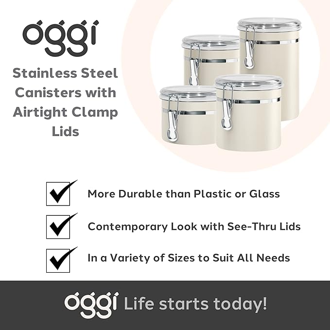 Oggi Stainless Steel Kitchen Canister 26 fl oz, Food Storage, Pantry Storage. - Image 7