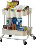 2-Tier Utility Rolling Cart Storage Sofa Side Table by MelodyHouse
