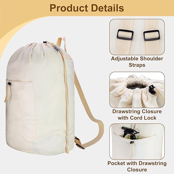 Laundry Bag Backpack, Canvas Laundry Bag - Image 6