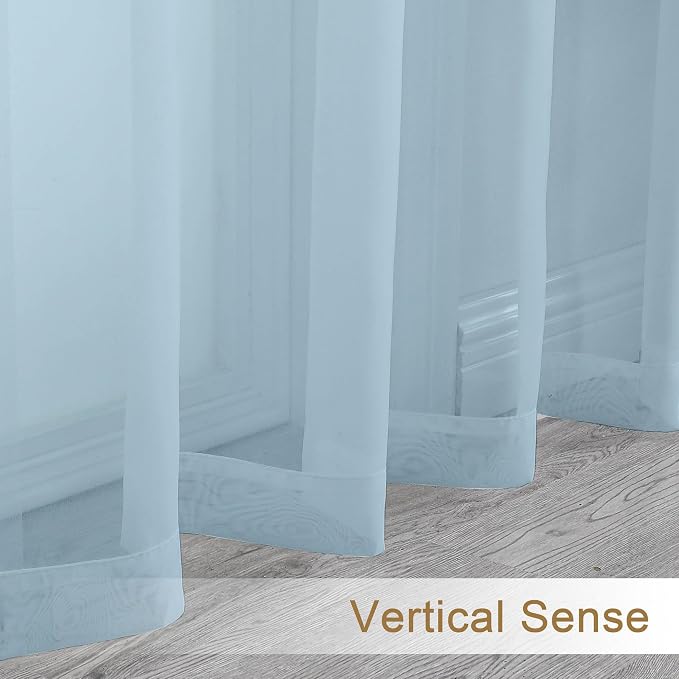 Chyhomenyc Light Blue Sheer Curtains 72 Inch Length 2 Panels, Light Filtering - Image 7