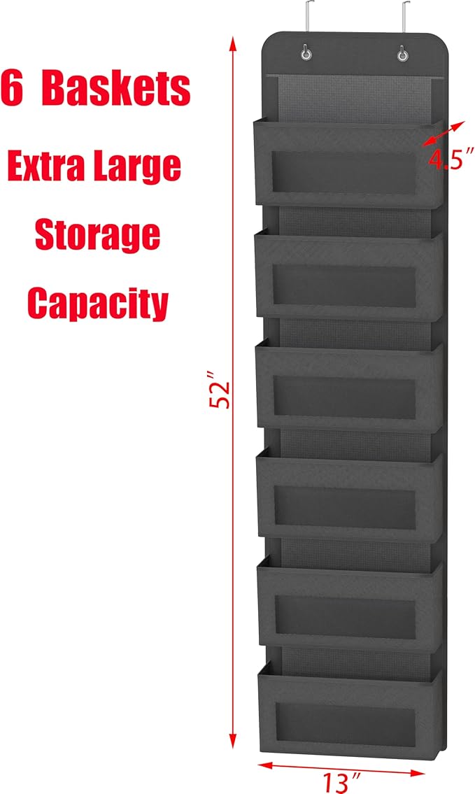 Simple Houseware 6 Clear Window Pocket Over Closet Door Storage Hanging - Image 2