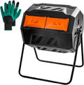 Hourleey Compost Bin Outdoor, 43 Gallon Dual Chamber Tumbling Composting Bin by Hourleey