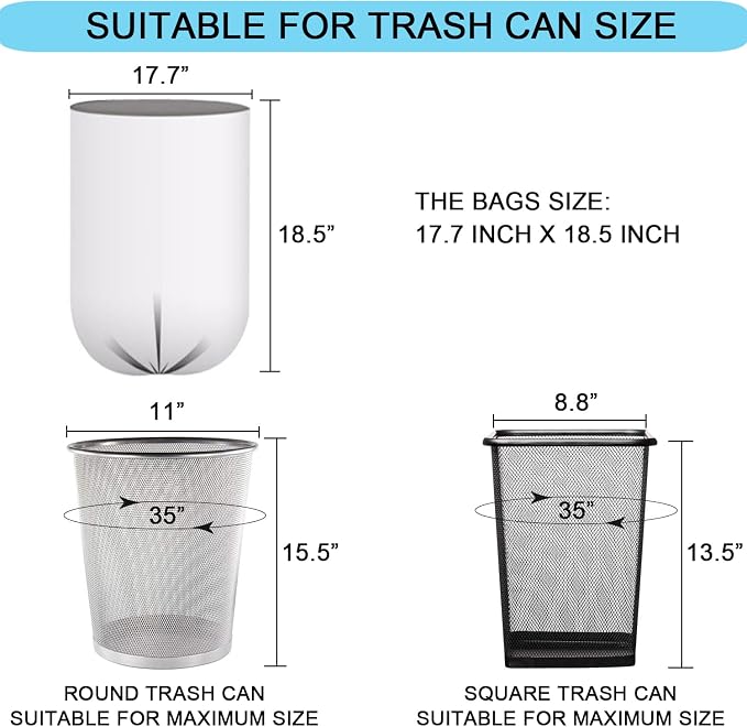 2 Gallon Small Plastic Trash Bags, 7.5 Liters Clear Wastebasket Liners Garbage - Image 3