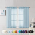 Chyhomenyc Sky Blue Sheer Curtains 45 Inch Long 2 Panels, Light Filtering Rod by Chyhomenyc