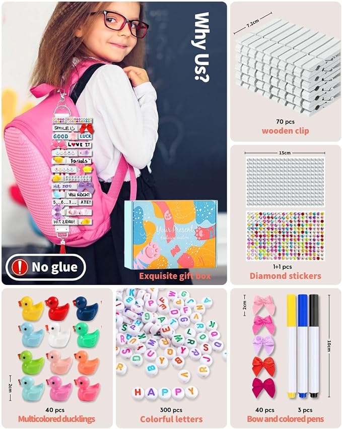 Cheer Pins for Backpack Cheer Stuff Kit 70 White Colored Clothes Pins - Image 3