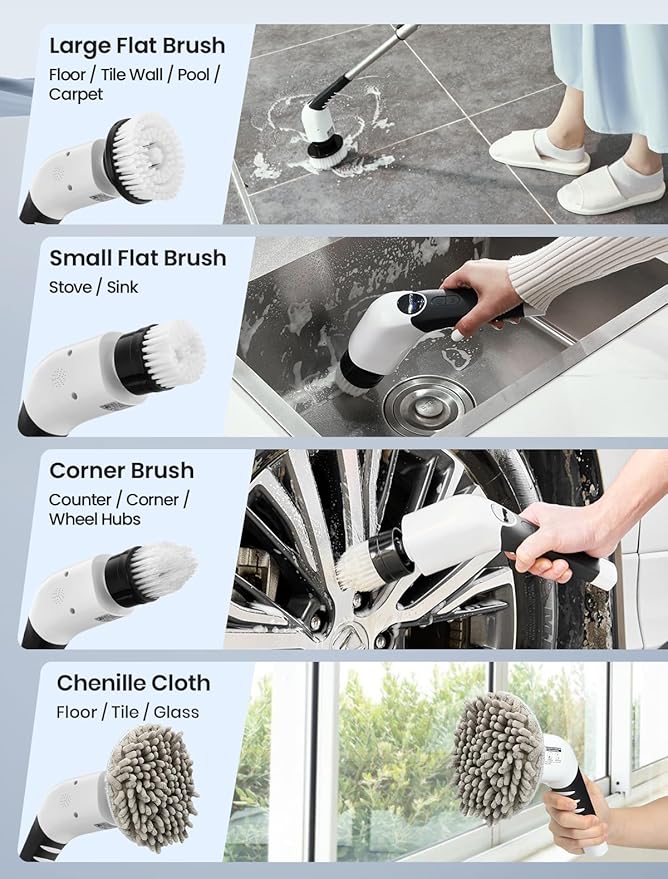 Electric Spin Scrubber, 2025 New Cordless Shower Cleaning Brush - Image 6